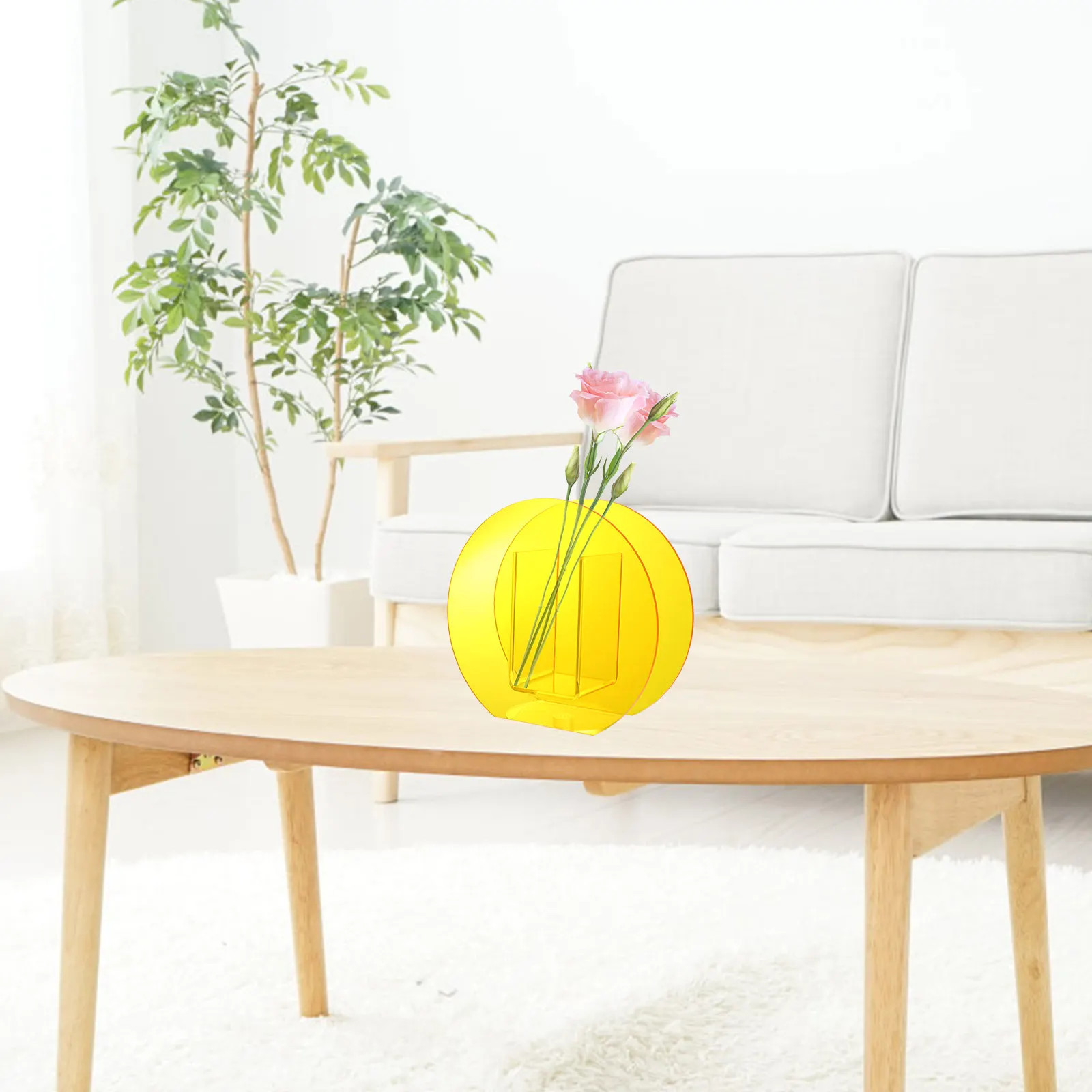 

1pc Geometric Acrylic Vase For Floral Arrangement Nordic Style Flower Container Home Office Decor Dried Flower Bottle