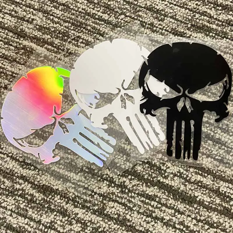 1PCS Reflective Punisher Skull Blood Car Stickers Helmet Motorcycle Tank Decal Waterproof Vinyl Accessories Creative 10x7.7cm