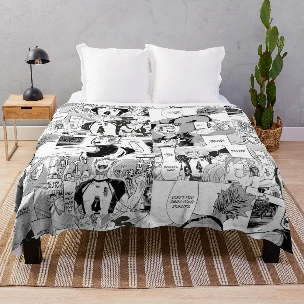 

Bokuto Manga Collage II Throw Blanket bed plaid Flannel Flannels Blankets