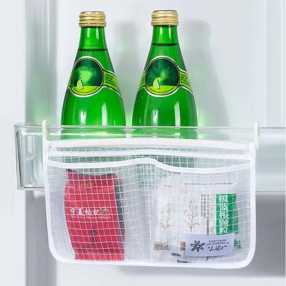 Double Clear Kitchen Compartment Freezer Fridge Organizer Household Refrigerator Storage Bag Mesh Bag