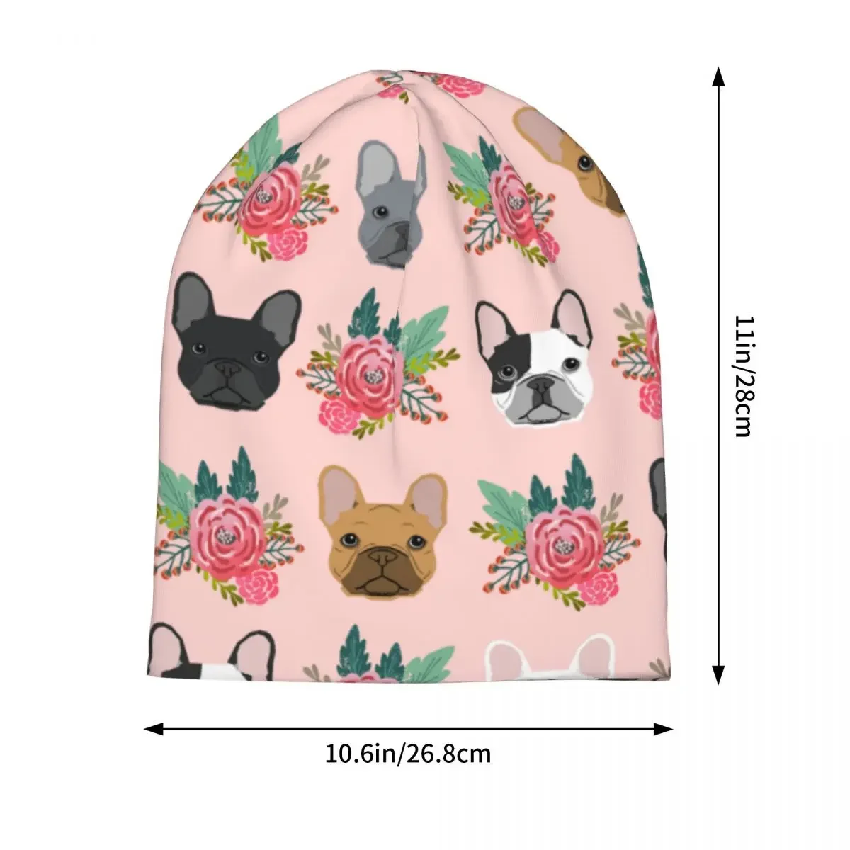 Gorro floral de Bulldogs franceses, gorros de calle a la moda, gorros para perros para hombres y mujeres, gorros tejidos, gorros de doble uso para primavera