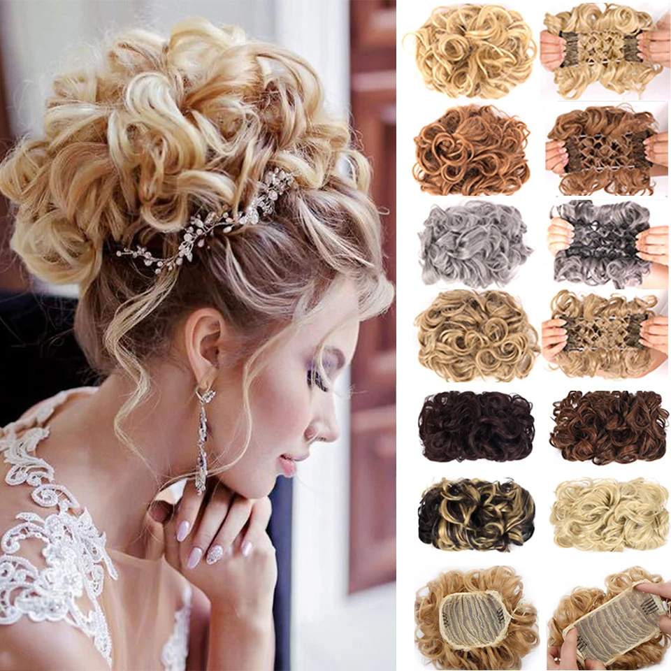 Synthetic Large Comb Clips In Curly Hair Extension Fake Hair Pieces Chignon Women Updo Cover Hairpiece Extension Hair Bun