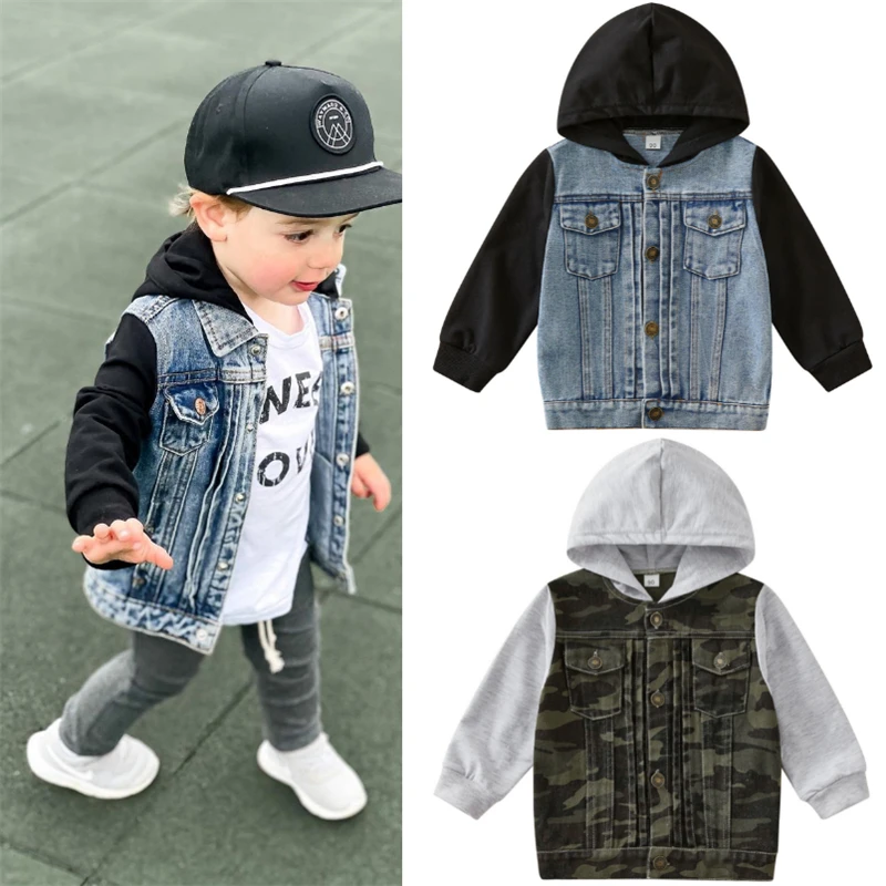 Children Jackets Coat Autumn Winter Boy Suit Girl Clothes Baby Denim Hooded Outwear Outfits Toddler Kids Clothing