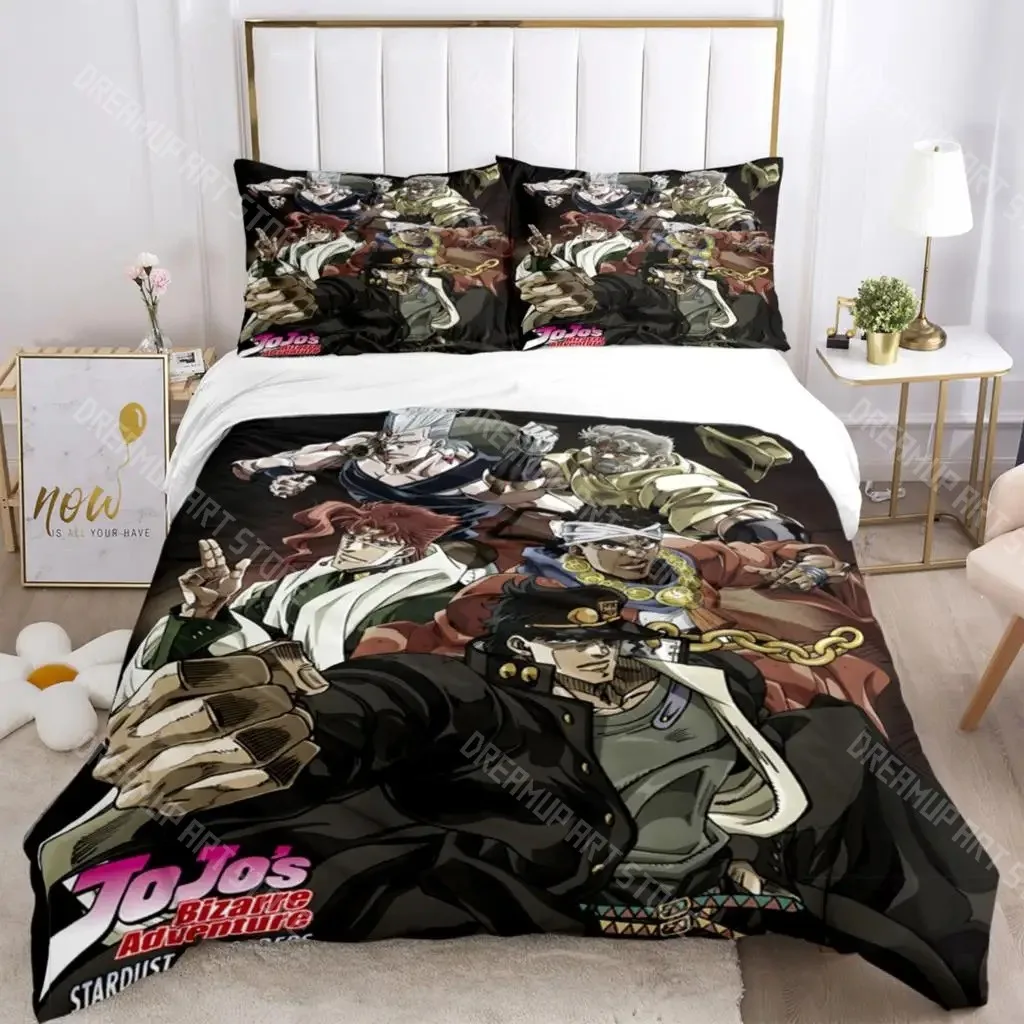 3D Printed JoJos Anime Bizarre Adventure Bedding Set for Boys Girls Duvet Cover Twin Queen King Full Single Double Sizes
