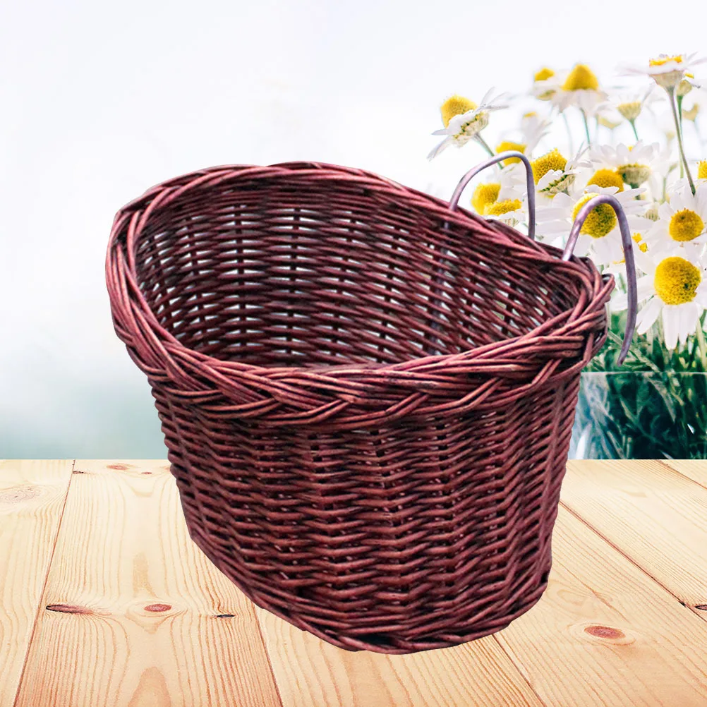 

Премиальная велосипедная корзина Willow, прочная, легко прикрепляемая передняя руль для хранения велосипедов, плетеная декоративная коричневая корзина на передний руль