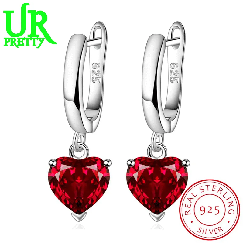 Pendientes de gota de Plata de Ley 925 para mujer, cristal rojo, Peridoto, Topacio Azul, joyería de piedras preciosas