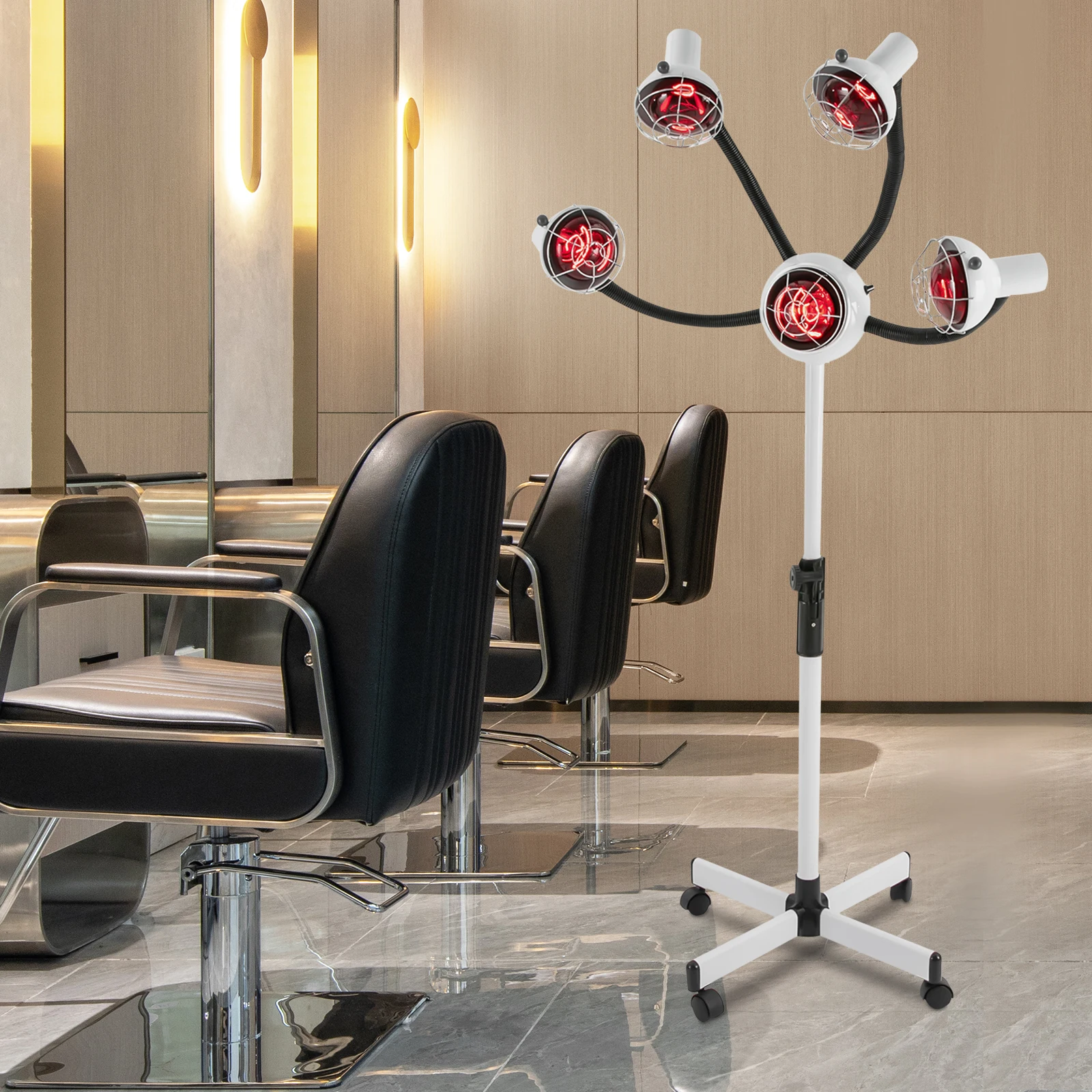 

Парикмахерский обогреватель с 5 головками, инфракрасная тепловая лампа для сушки и укладки волос, 110 В, 750 Вт, нагреватель для волос с регулируемой температурой и металлическим корпусом