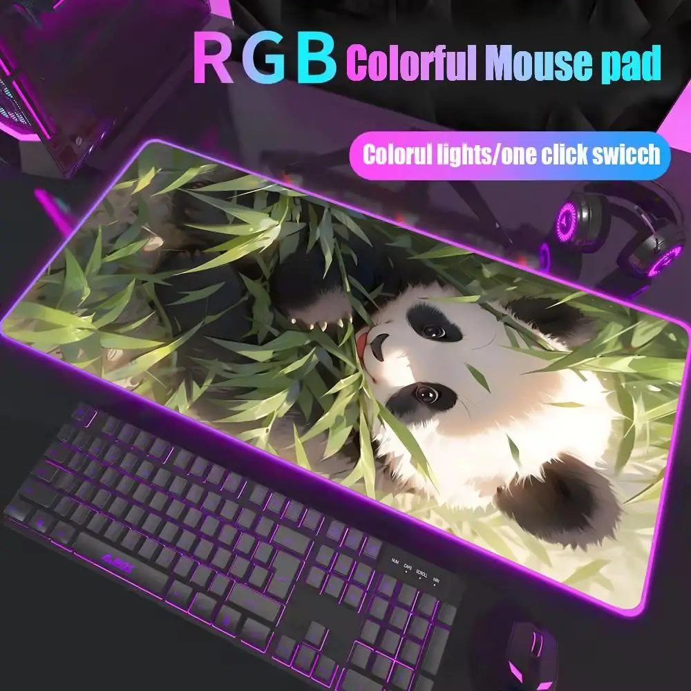 

Cartoon panda Mouse Pad XXL RGB Gaming Mouse Pad Gamer Accessories Large LED Light Mousepads PC Computer Desk Mat with Backlit