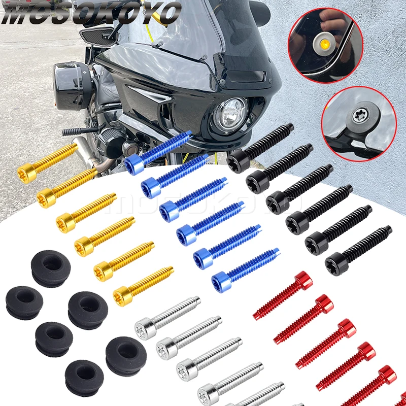 Borracha Grommet Junta Arruela pára-brisas, Parafusos T27, Parafusos Porca, Harley Low Rider, EI Diablo, FXRST, FXLRST, 2022-2024