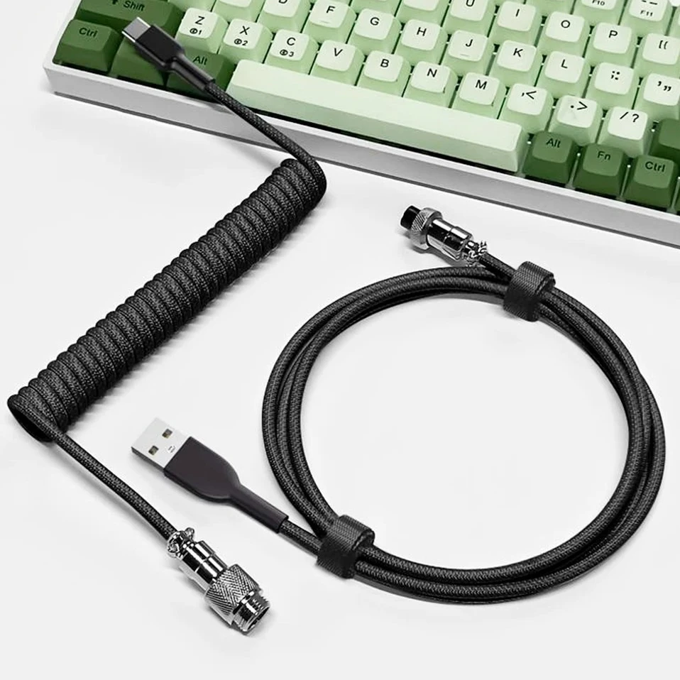 Mechanical Keyboard Coiled Cable Type C USB Port Wire Aviator Coiling Cable Desktop Computer Gaming Keyboard Accessories