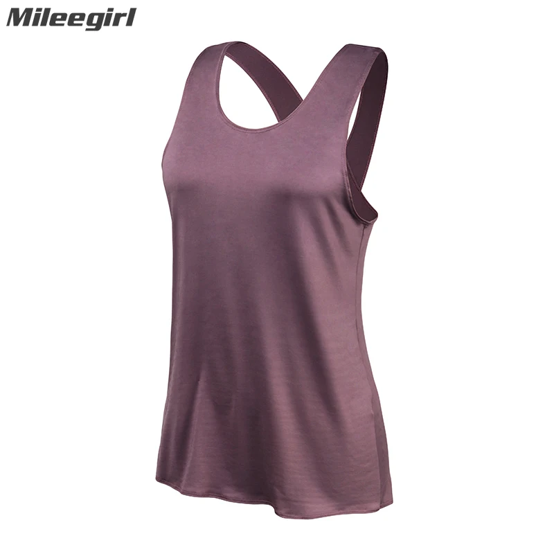 Mileegirl Cross Back Gym Top Women\'s Fitness Shirt Sleeveless Quick Dry Sports Yoga Vest Crop Top Workout Tops for Women