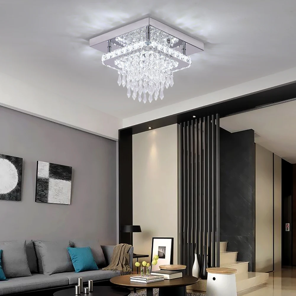 Imagem -03 - Led Crystal Teto Light Modern Pendant Lights Luxo Lâmpadas de Teto Sala e Quarto Decoração para Casa k9 Aço Inoxidável