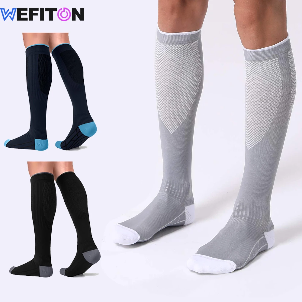 WEFITON 1Pair Compression Socks 20-30mmHg for Running & Nursing, 1 Pair Circulation Support for Travel, Sports Recovery