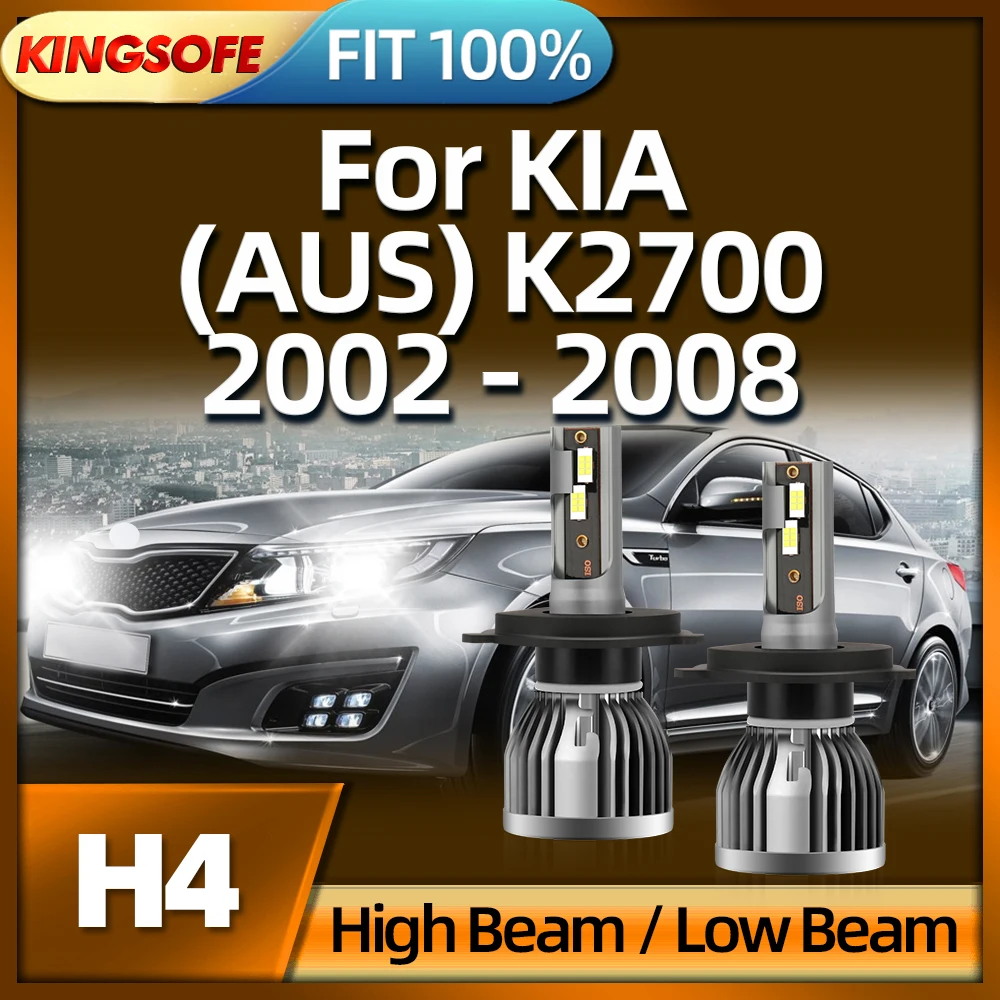 KINGSOFE LED Headlights 30000LM H4 Lamp Car Ligtht 6000K For KIA (AUS) K2700 2002 2003 2004 2005 2006 2007 2008