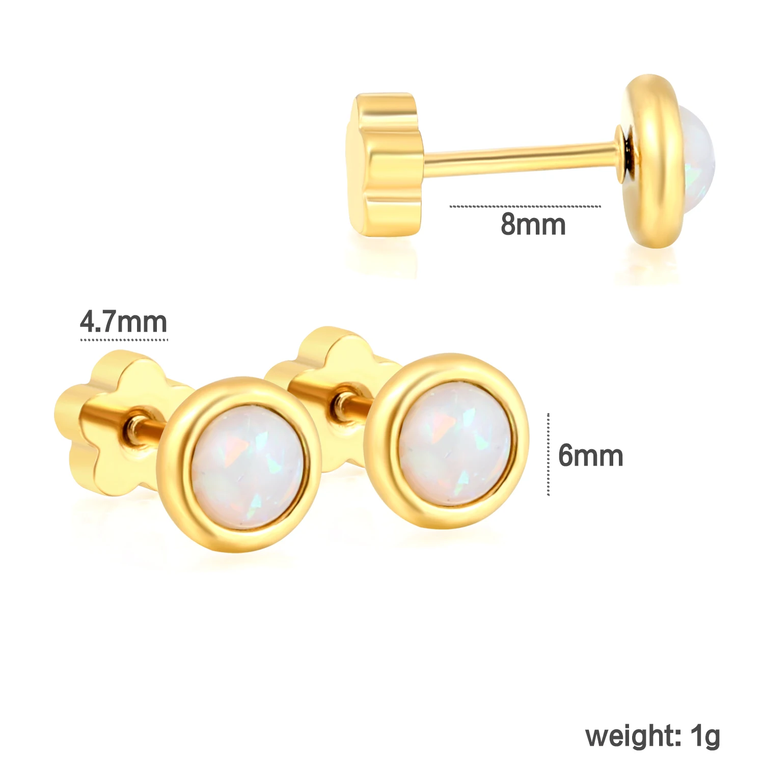 4 Paar Ohrstecker aus Edelstahl, bunte runde Zirkon-Ohrringe, zierliche, kleine, elegante, ästhetische Schmuckstücke, schlichte Modeversion – Detail 6