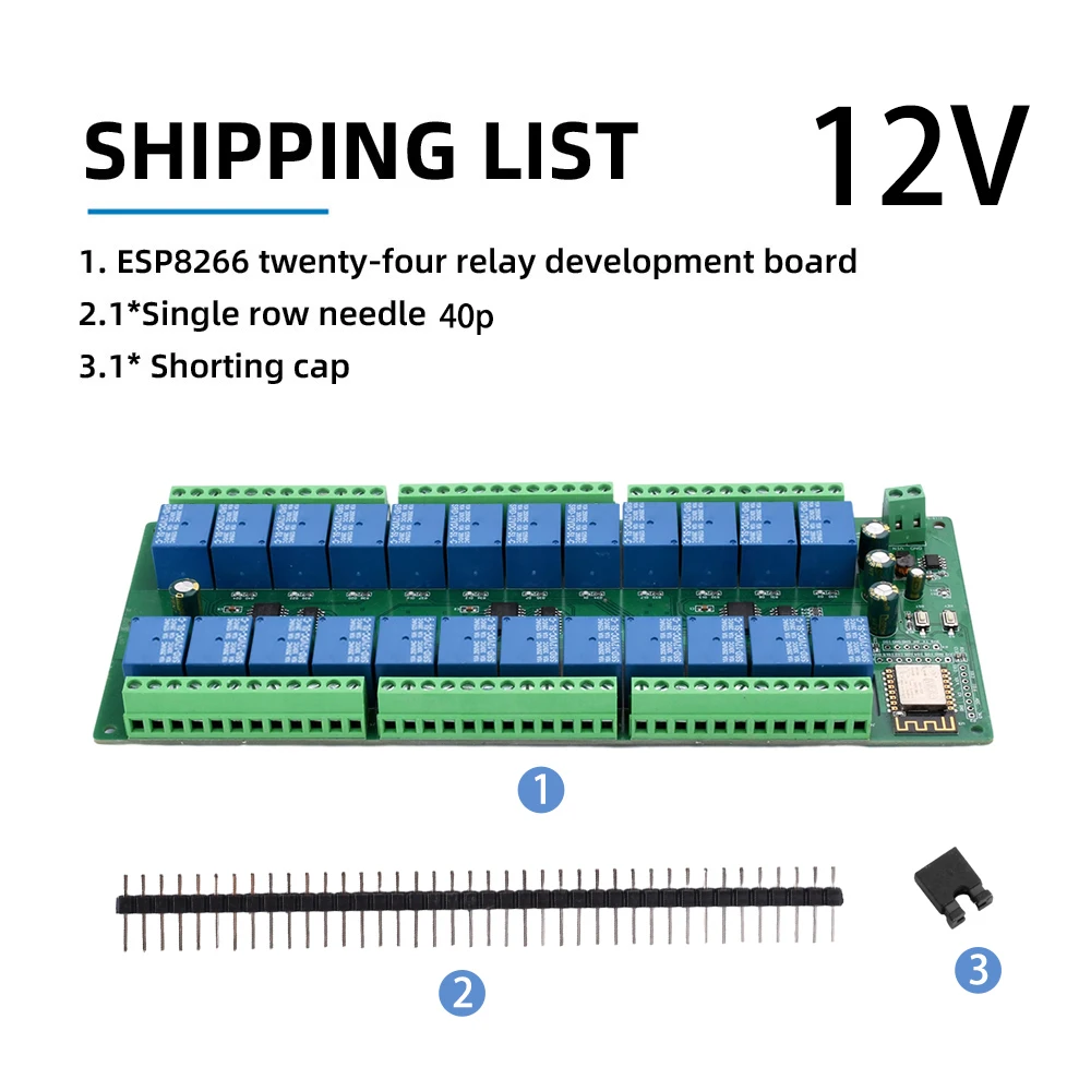 ESP8266 WIFI 24 Way Relay Module 24 Channel Switch Controller Board ESP-12F Development Board For Smart Home APP Remote Control