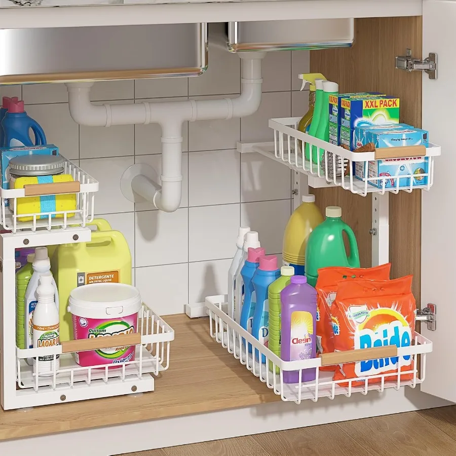 

Under Sink Organizer 2 Packs Pull Out Kitchen Sink Organizer 2 Tier Slide Out Kitchen Organizers and Storage Bathroom Under Cab