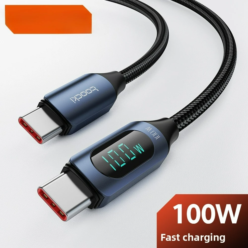 

100W Digital Display Dual Type-C Fast Cable–fits IPhone Real-time Power 100W High Power Dual Ports Durable for Stable Charging