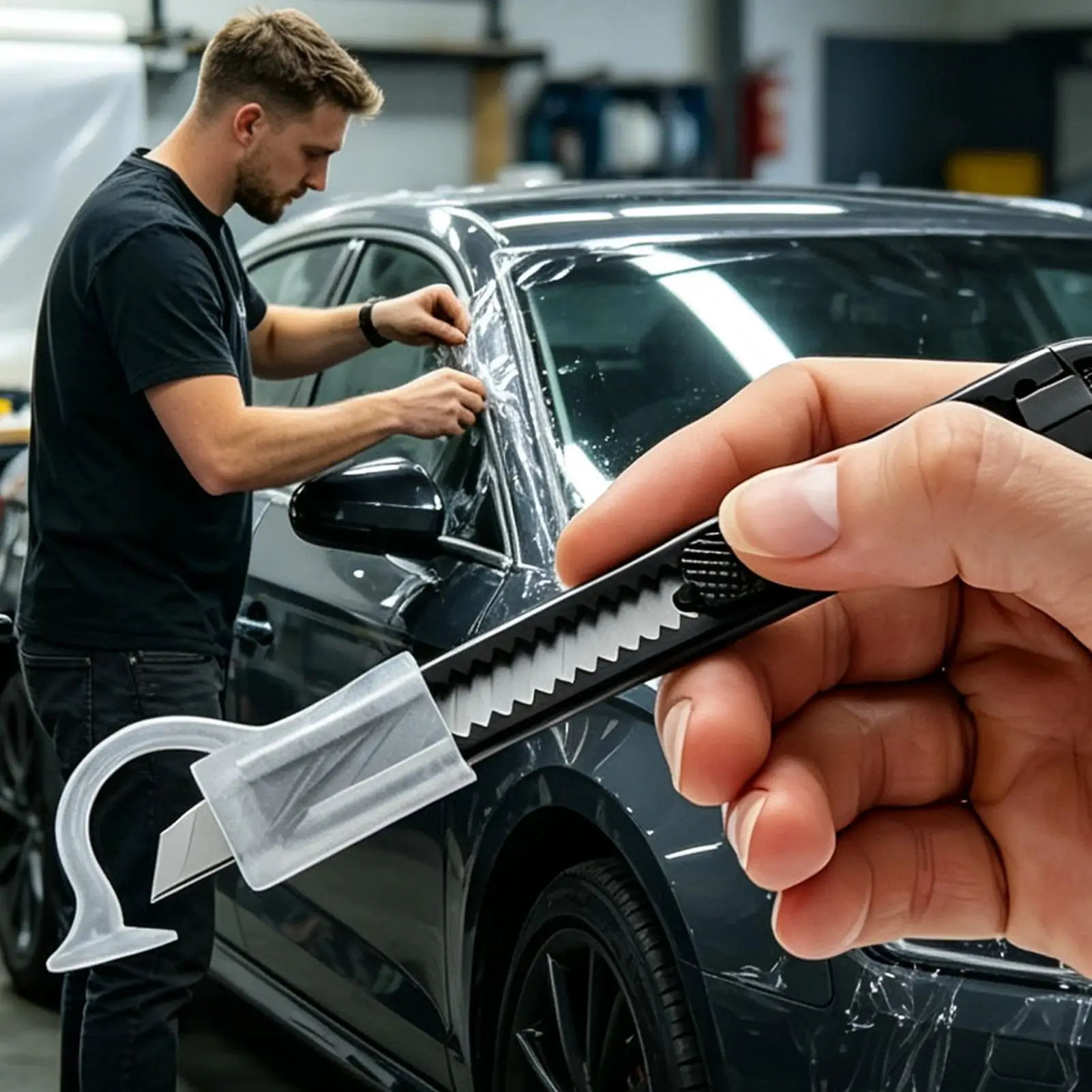 Car Wrap Cutter Guard Scratch-Resistant Precision Clings Applicator Car Wrap Cutting Tool Guard for Vehicle Sedan SUV RV Truck ﻿