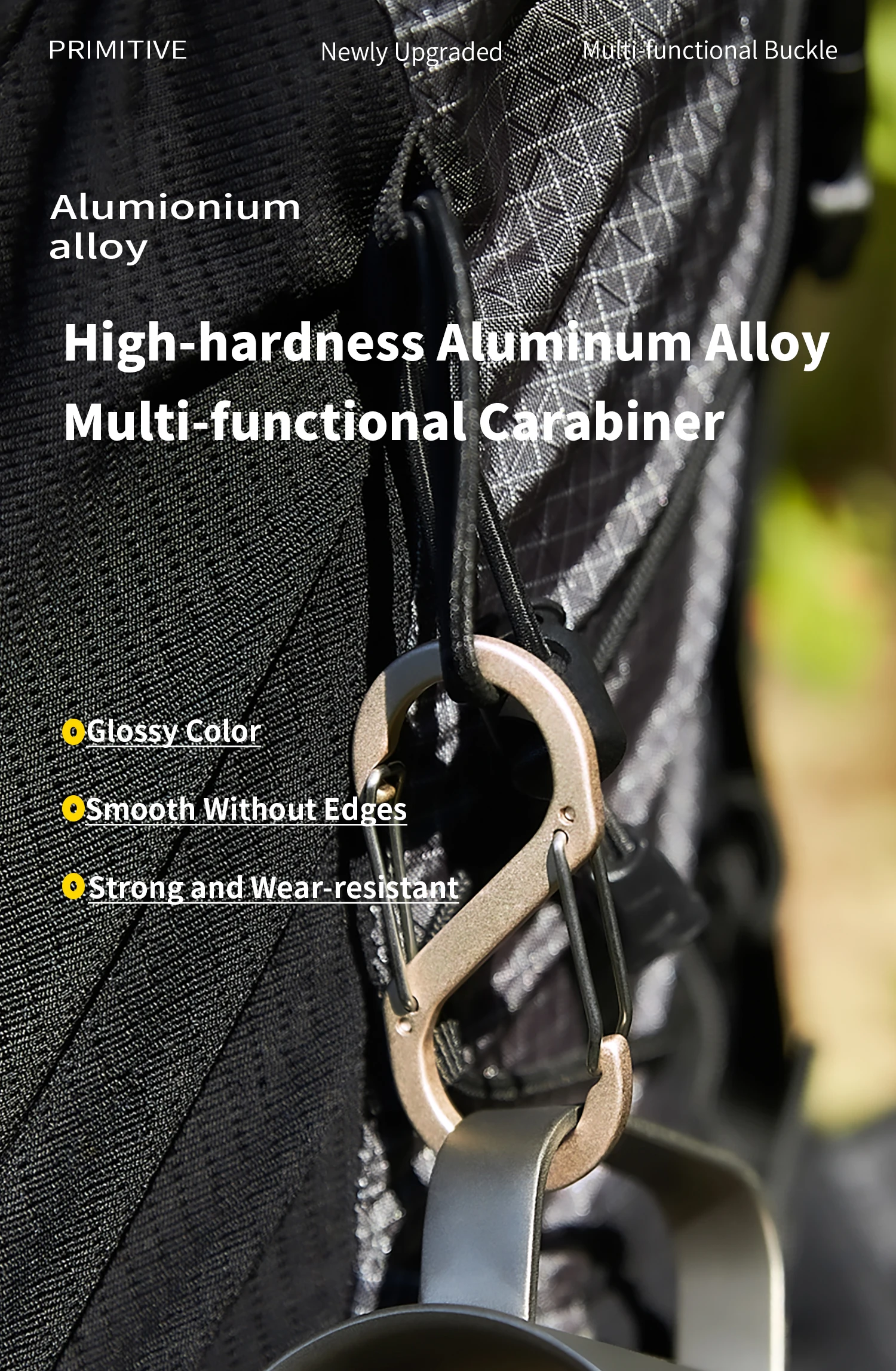 PRIMITIVE Karabinerhaken, leichter Karabiner aus Aluminiumlegierung, D- und S-förmiger Doppelverriegelungshaken, robuster Federhaken, kleiner Schlüsselanhänger-Karabiner – Detail 1