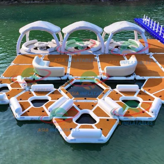 

Water Park Equipment Inflatable Hexagonal Inflatable Raft Water Platform Floating Chair Dock
