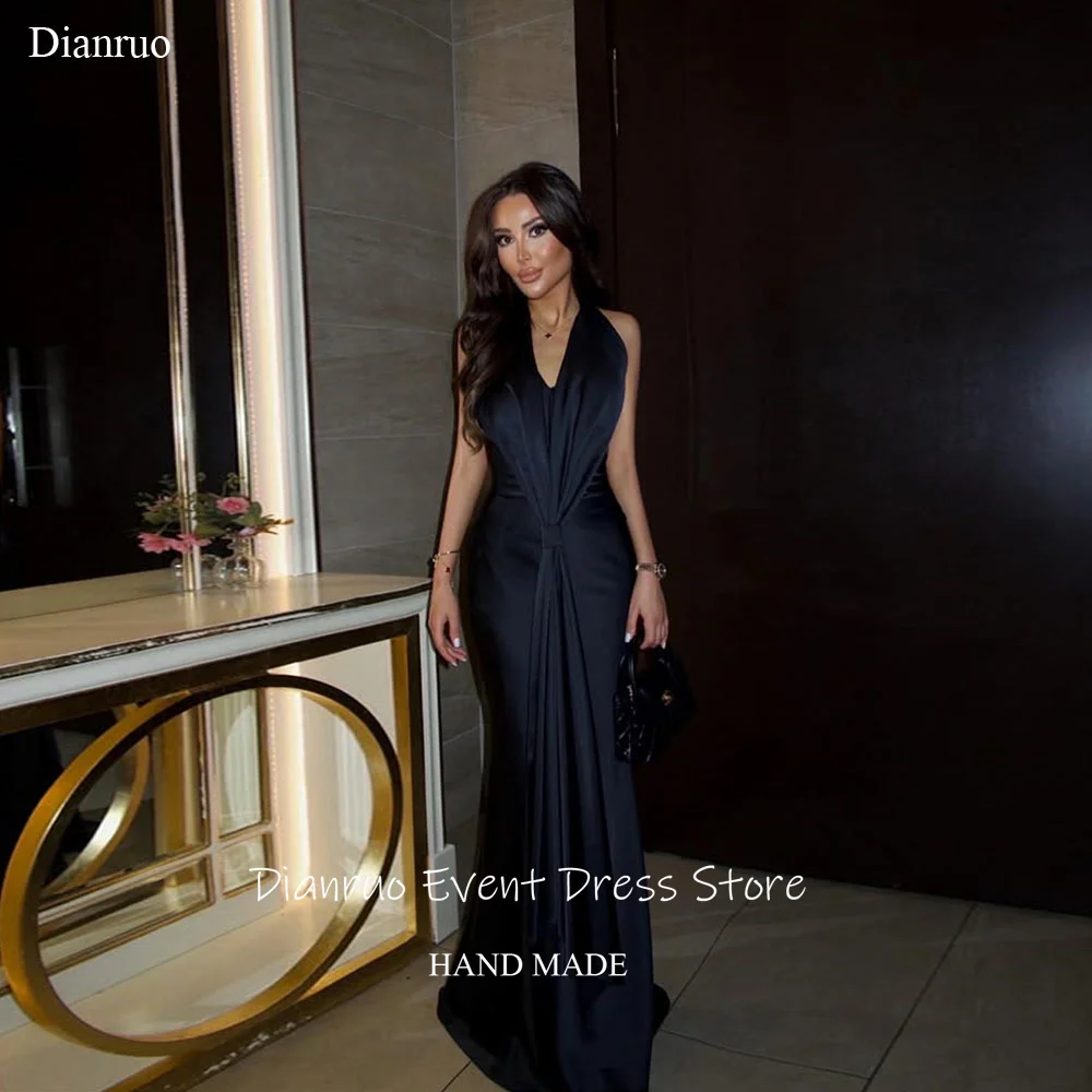 

Dianruo Elegant Mermaid Evening Dress Satin Pleat Long Length Prom Gowns 2025 V Neck Lace Up Bespoke Occasion Dresses Customized