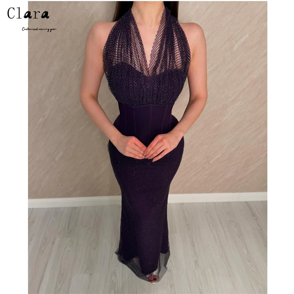 

Clara Custom Purple Rhinestone V-neck Fishtail Elegant and Formal Women's Dresses Prom Dresses 2026 Woman Luxury Evening Dress