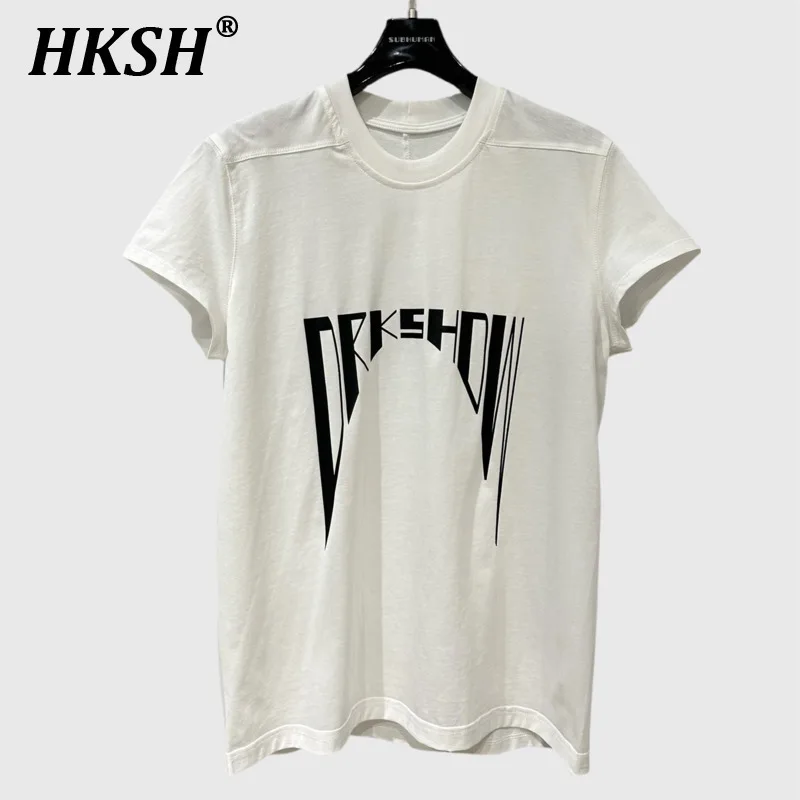 HKSH 2025 Spring Summer New Women Printed T-shirt Loose Versatile High Street Short Sleeve Chic Top Pullover Fashion Tees HK3919