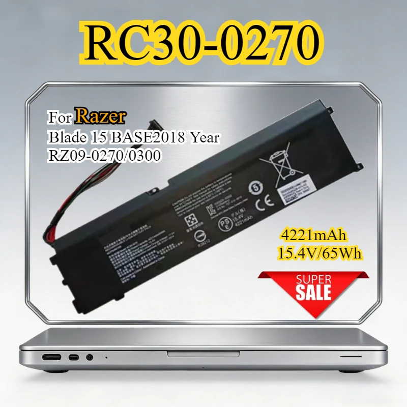 New RC30-0270 Laptop Battery for Razer Blade 15 BASE 2018 2019 Year RZ09-0270/0300 RZ09-0300 RC30-0270 Replacement Bateria 15.4V