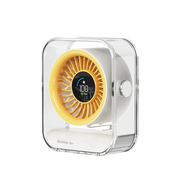 

New Adjustable Digital Display Intelligent Small Fan Home Desktop Vertical Electric Fan Portable Rechargeable USB Fan