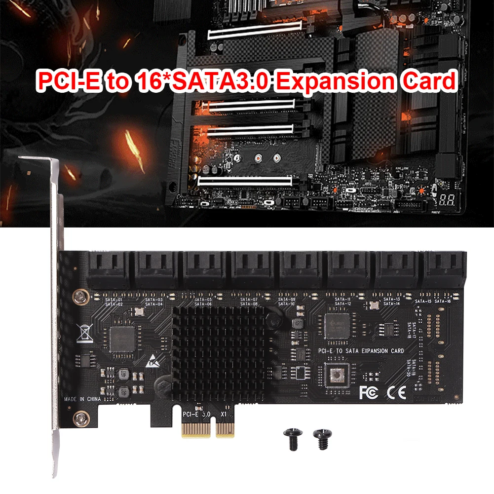 

16 Port PCIE PCIE Expansion Card PCIe Controller Adapter High Speed PCIe SATA3.0 Adapter 6Gbps for Desktop PC