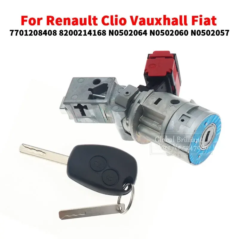 

Ignition Lock Barrel Starter Switch + Key For Renault Clio Vauxhall Fiat 2012 8200214168 7701208408 N0502064 N0502060 N0502057