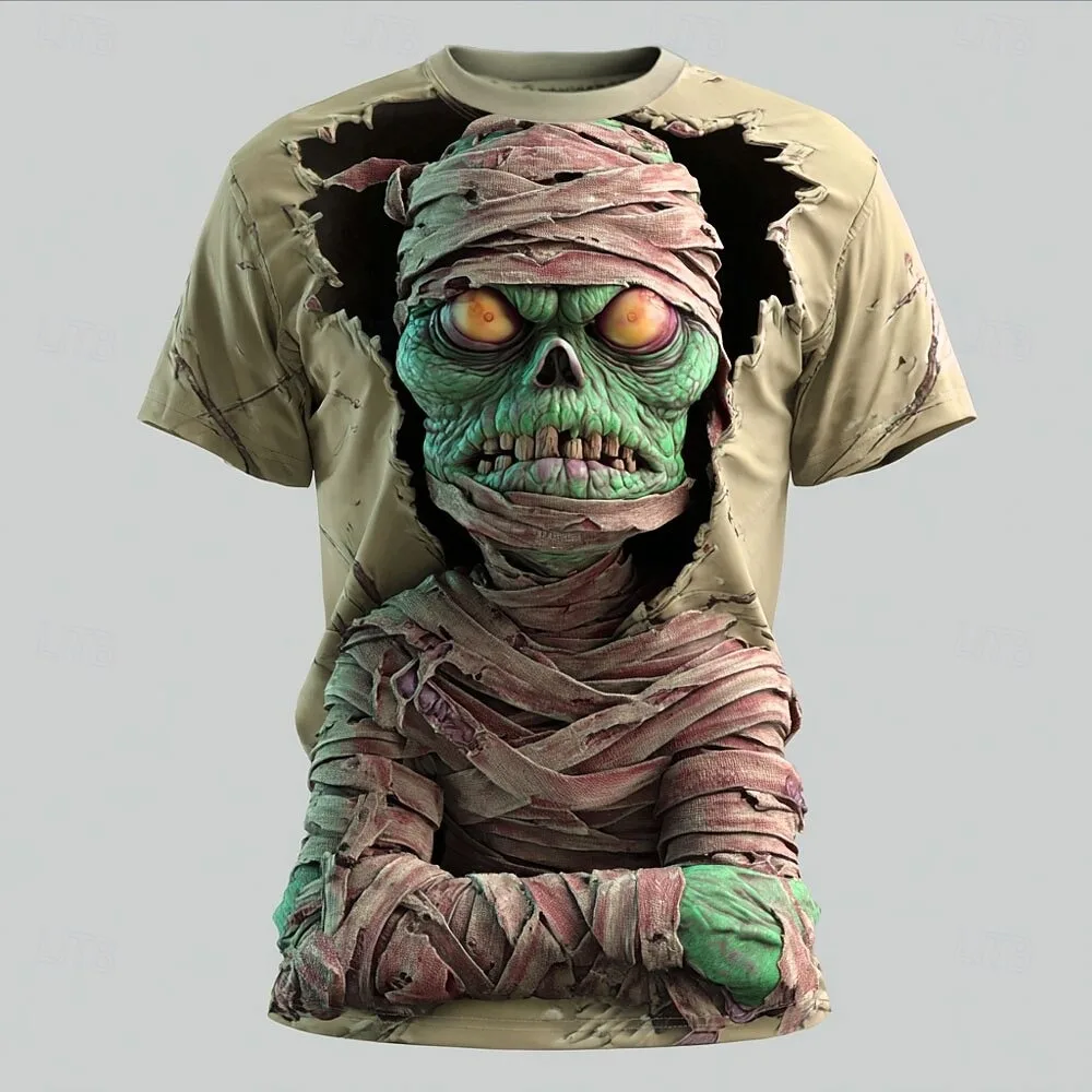 

Horror 3D Mummy Zombies Print Men's T-Shirts Funny Hip Hop Cosplay Clothing Casual O-neck Short Sleeve Tops Fashion Street Tees