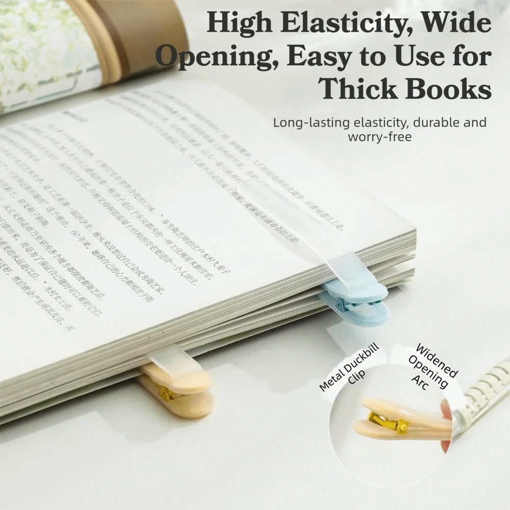 Transparent Automatic Bookmark Clip Portable Soft Touch Page Following Bookmark Reusable Flexible Clip Silicone Book Clip