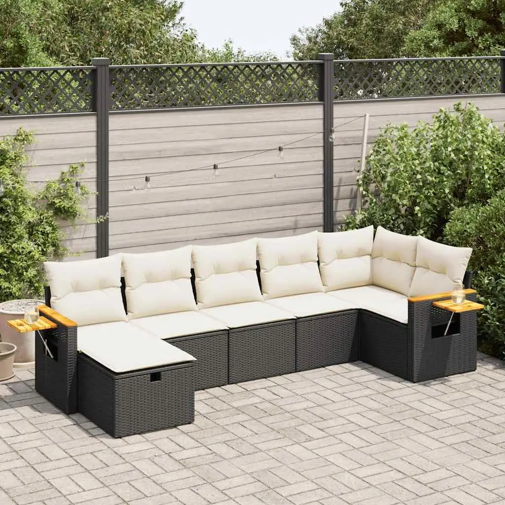 

Cozy Black and Cream White Garden Sofa Set for Outdoor Living Comfortable Seating Stylish Patio Furniture