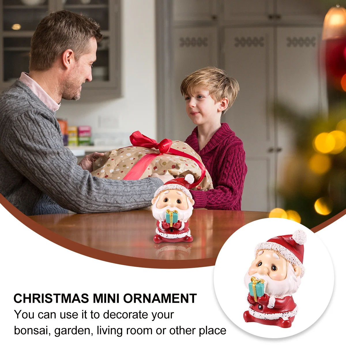 

2 pcs Santa Claus Resin Ornament Mini Christmas Decor For Home Living Room Study Desktop Unique Miniature Landscape Accessory