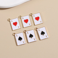 10pcs Gold Color Funny Enamel Playing Card Charms Poker Pendant Fit Earrings Necklaces Handmade Jewelry Making Finding Supplies