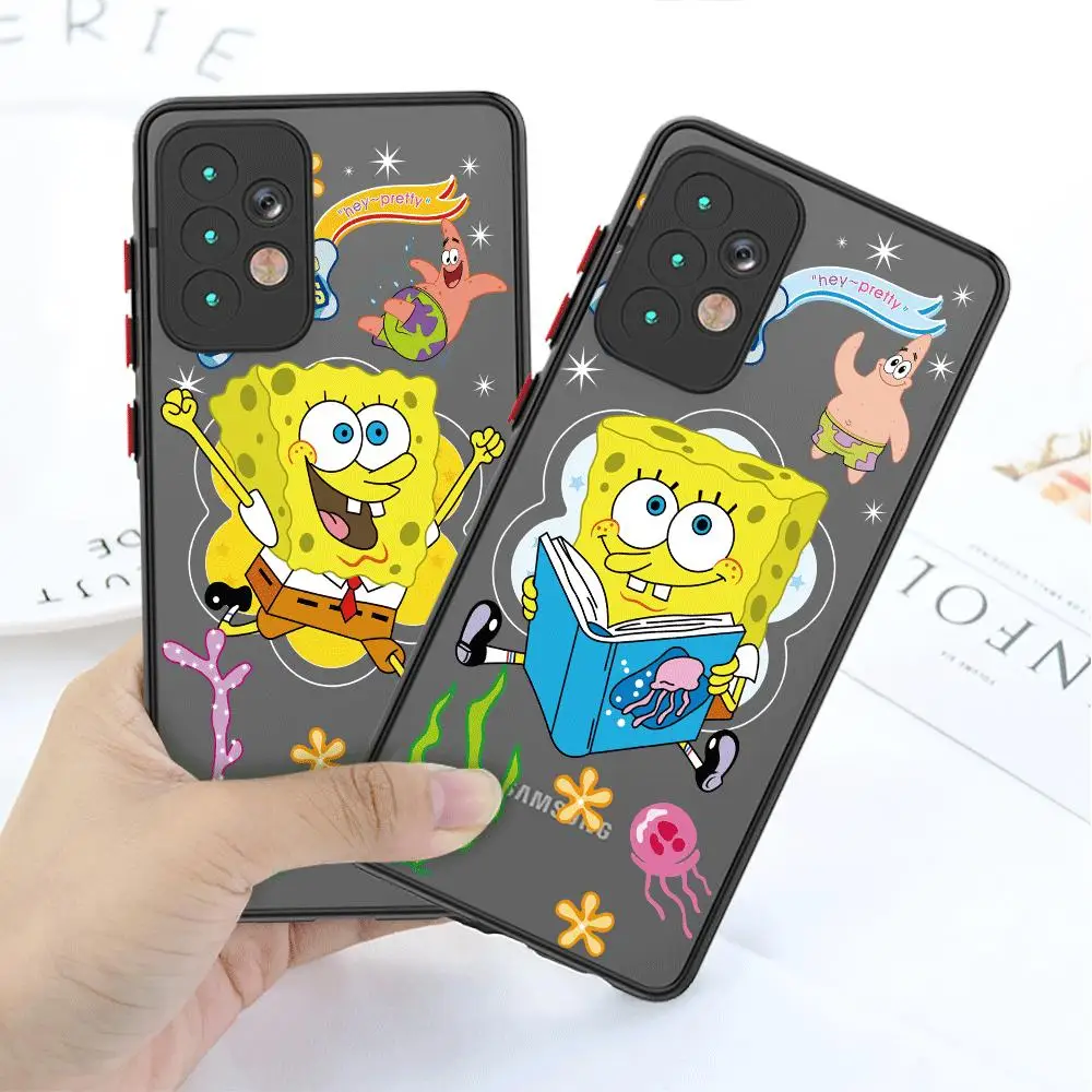 Cute S-SpongeBob Phone Case for Samsung Galaxy A72 A12 A13 A14 A21s A22 A23 A24 A32 A33 A34 A50 A51 A53 A54 A70 A72 A73 5G Cover