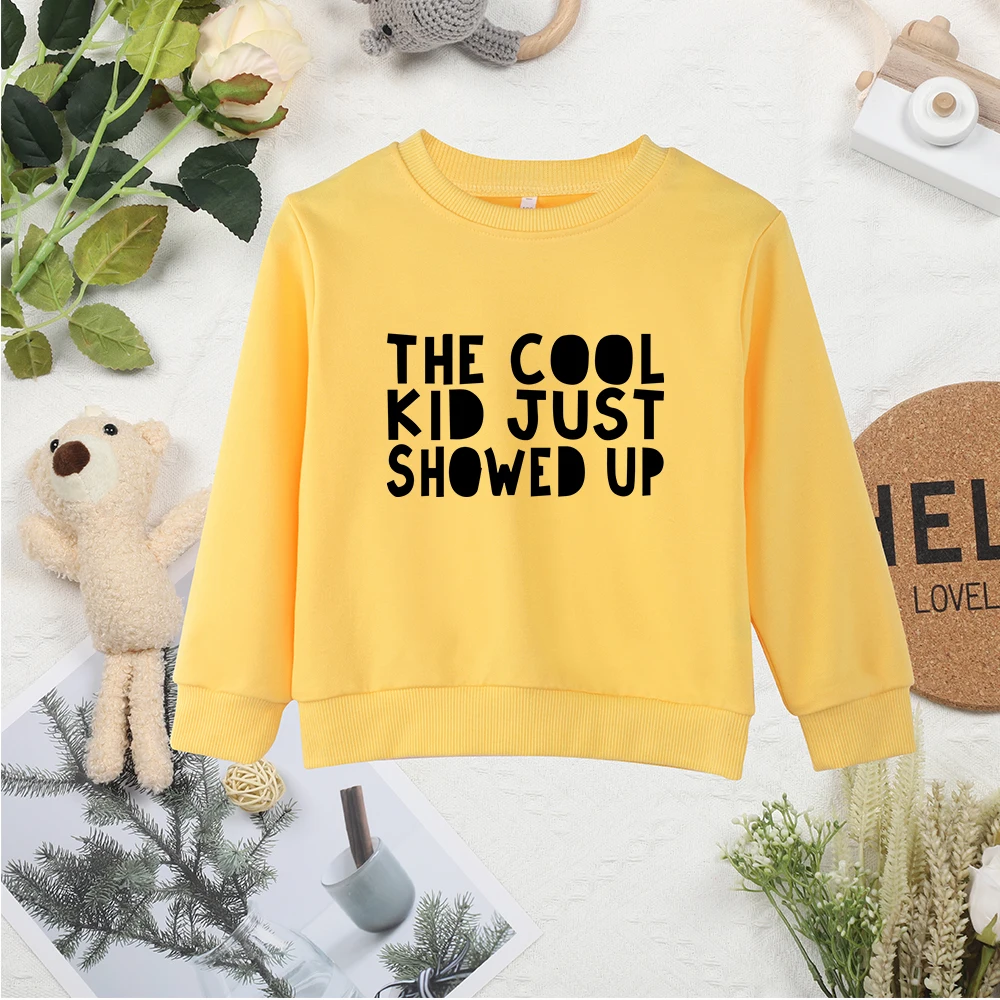 Outdoor Y2K Kids Sweatshirts Yellow Clothes O Neck All-match Child Hoodless Sweater Popular Hot Sell Baby Tops Four Seasons