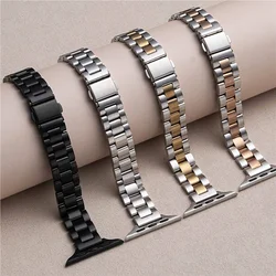 Stainless Steel Strap For Apple Watch Band 45-46mm Ultra 49-41-40mm 44mm Slim Metal Bracelet For Iwatch Series 10 9 8 7 6 5 4 SE
