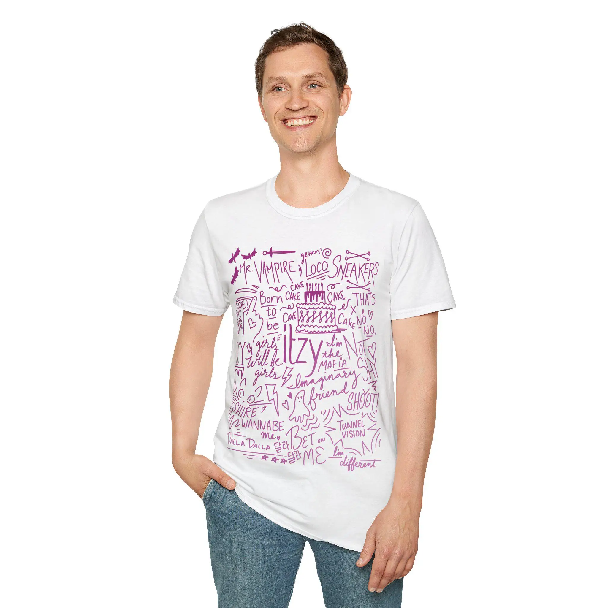 ITZY Coded Gradient Doodle Sketch T-Shirt, K-Pop Girl Band Fan Tee, Album Inspired Graphic Shirt for Kpop Concert