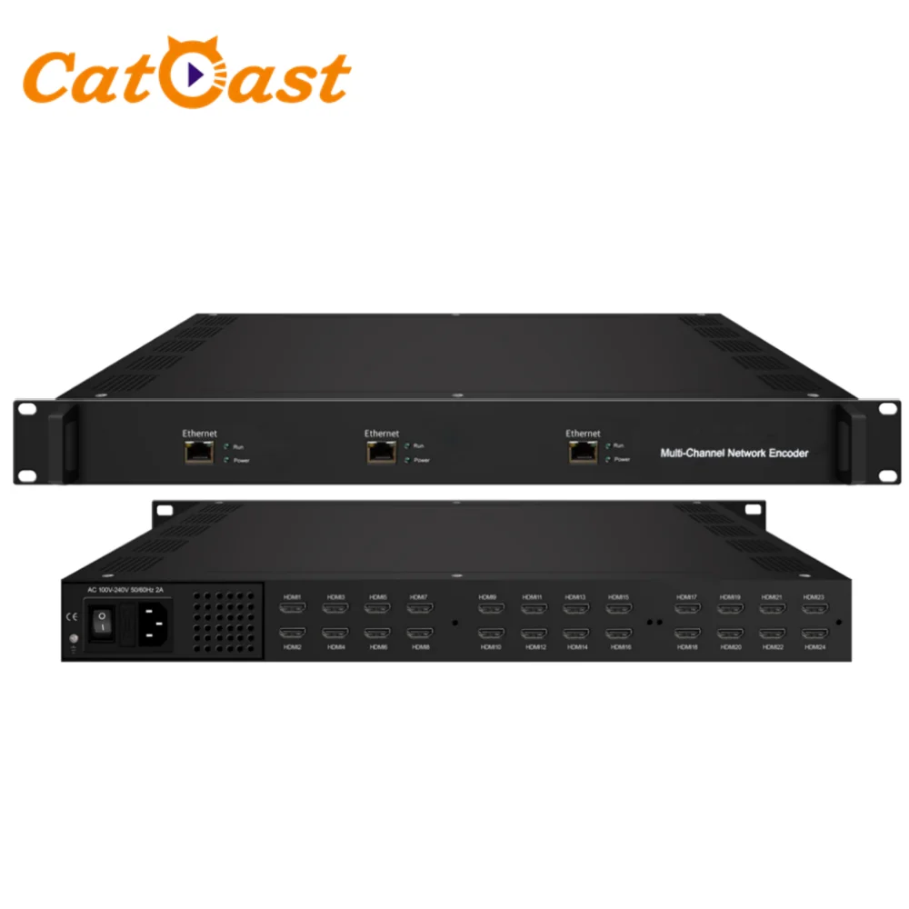 16/24/32/48 HD MI Input HEVC/H.265 HD Encoder IP out con UDP, SRT, RTSP, RTMP, HTTP e HLS