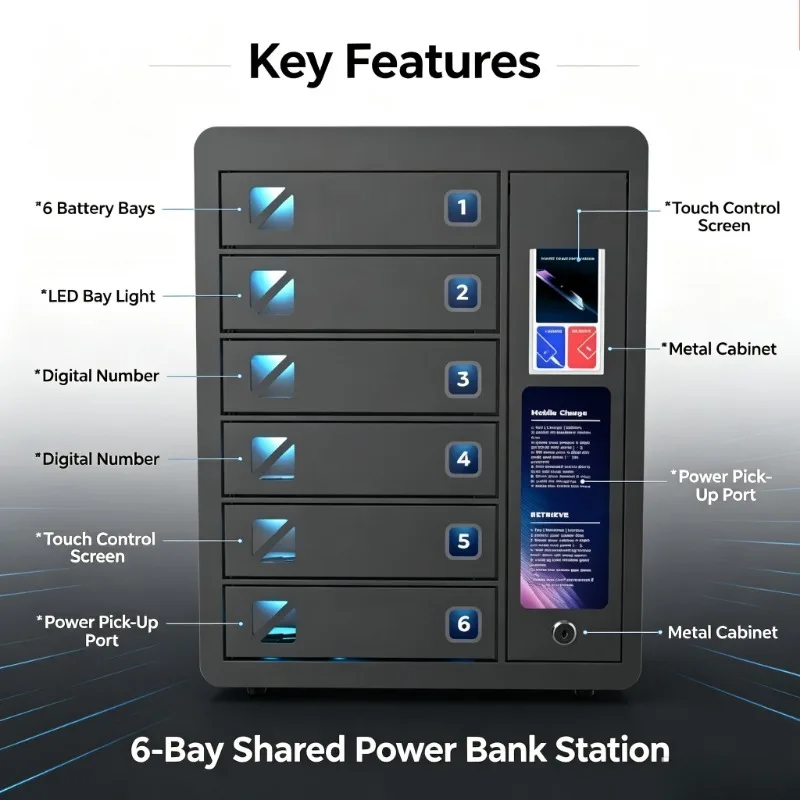 High Quality Wall Mounted 6 Slot Touch Screen Charging Cabinet PD20W Fast Charging Station for Bar Cafe