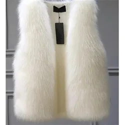 Female Fox Fur Vests Coat Winter Warm Waistcoat Fur Vest Jacket Sleeveless Coat Imitatio Fur Fur Outerwear Gilet 2024 New Winter