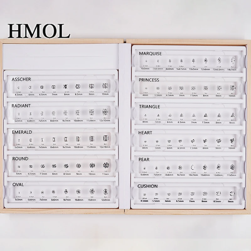 

Comparison Chart Jewelry Measurement Tool CZ Diamond Carat Kit Set Ring Size Reference Fancy Shapes Manufacture Free LOGO Custom