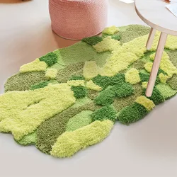 80X140CM Green Moss Tufted Rug Villa Home Entrance/Hallway Doormat Soft Kids Room Carpet Thick Irregular Cloakroom Floor Mat