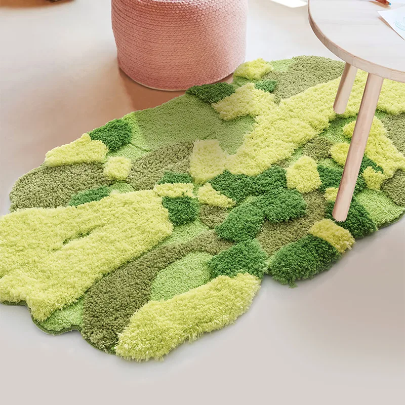 80X140CM Green Moss Tufted Rug Villa Home Entrance/Hallway Doormat Soft Kids Room Carpet Thick Irregular Cloakroom Floor Mat