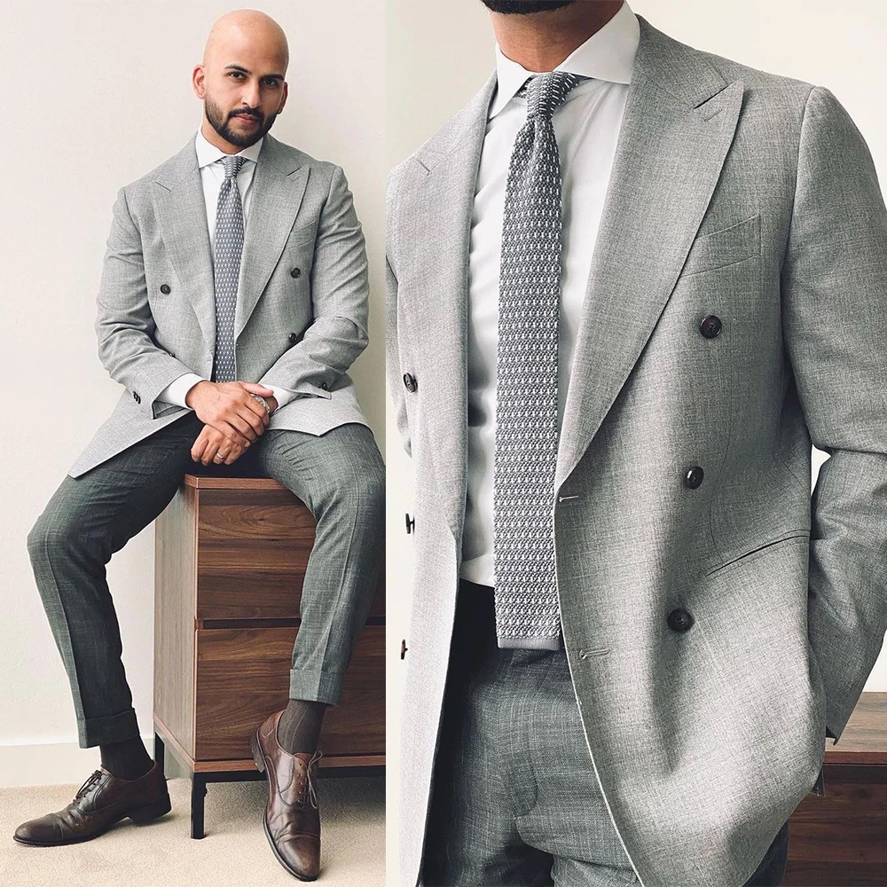 Classic Grey Men Suits With One Pieces Jacket Custom Made Bridegroom Wedding Formal Occasiom