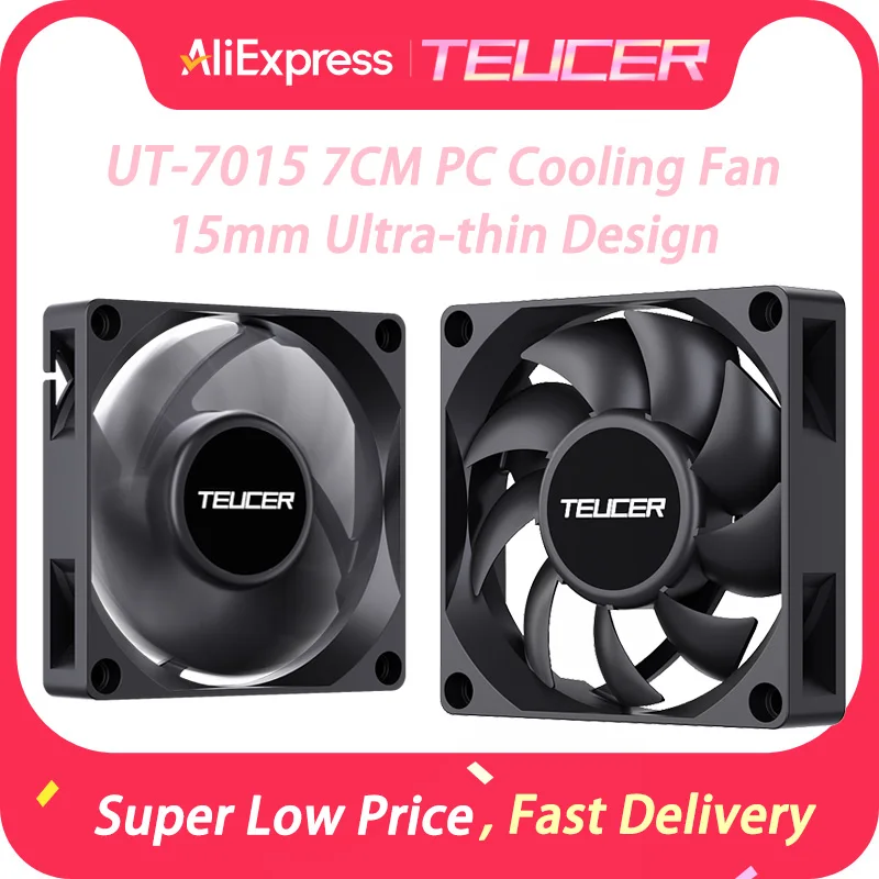 

TEUCER UT-7015 7cm Ultra Thin Cooling Fan 12V 4PIN PWM Silent Large Air Pressure Design 15mm Thickness PC Case Fan For Gamer