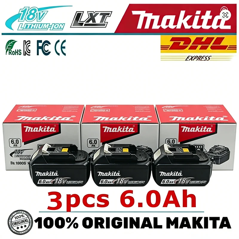 

6AhMakita 18V Original/Genuine 6000mAh Battery Replacement for BL1830B BL1850B BL1850 BL1840 BL1860 Lithium Power Tool Batte